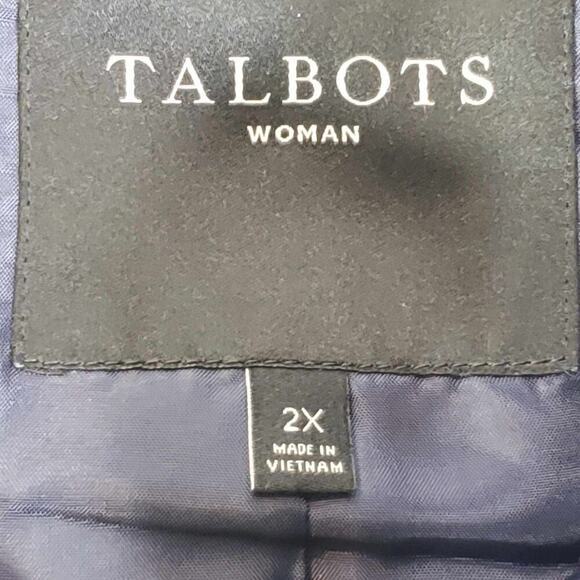 Talbots Plus Quilted Vest Womens 2X Lightweight Puffer Navy Blue Gold Button - Picture 5 of 9